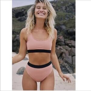 NEW Beth Richards Kim Two Piece Pink/Black Swimsuit Size Small